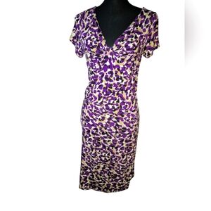 Dana Buchman Purple Animal Print Stretch Dress – Size Small